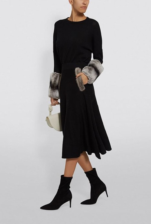 izaak a st. wool-cashmere mink fur skirt
