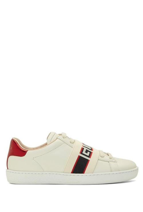 white elastic band new ace trainers
