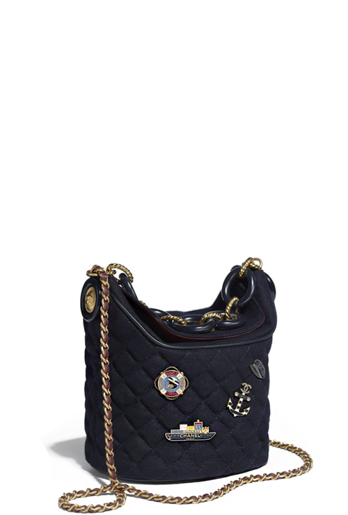 wool and lambskin bucket bag with charm