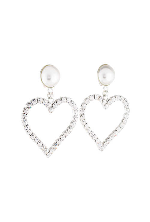 faux pearl crystal heart earrings