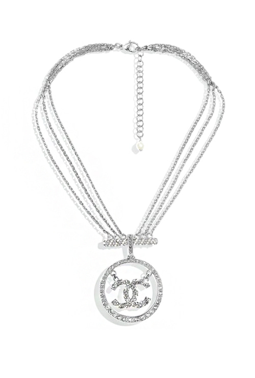 silver logo necklace 