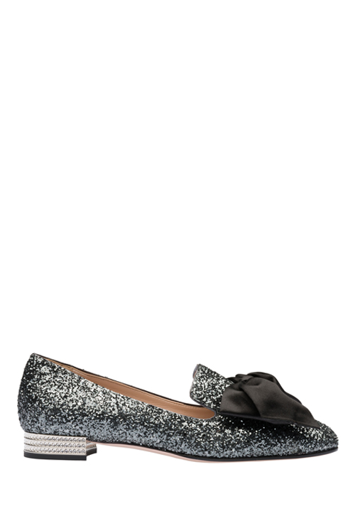 bow embellished glitter loafer