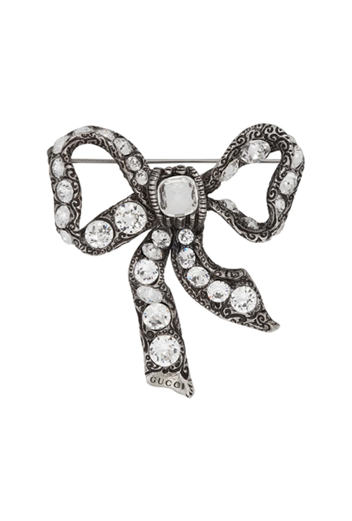silver-plated crystal brooch