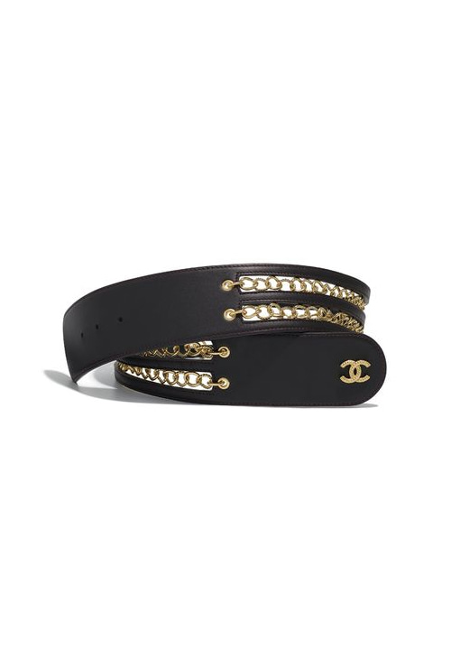 chain plain leather elegant style belt