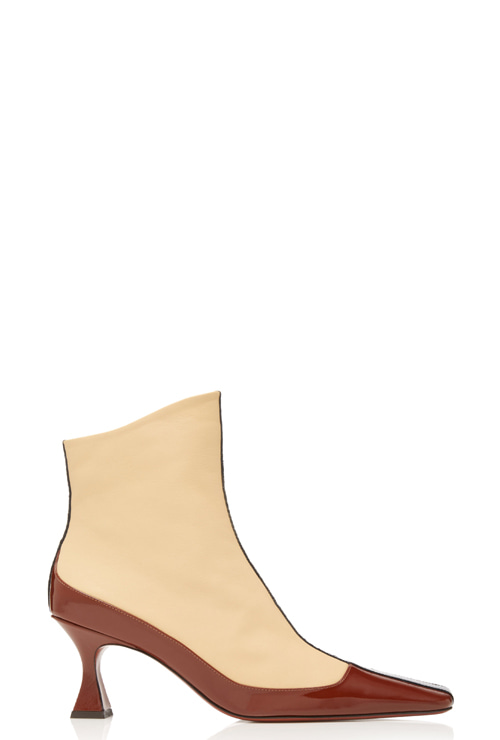 duck patent leather-trimmed ankle boots