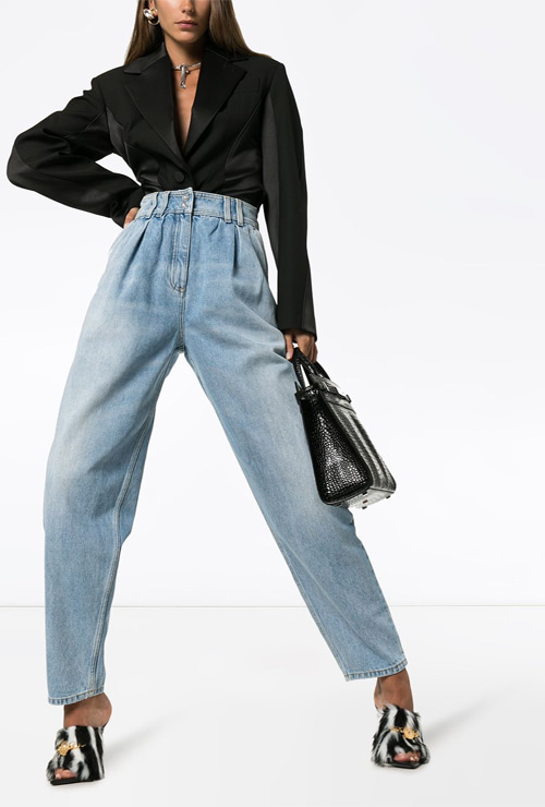 bal st. high-rise pleat tapered jeans