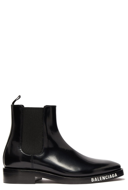 logo black patent chelsea boots