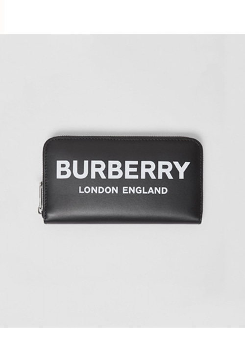 logo print leather zipper round wallet