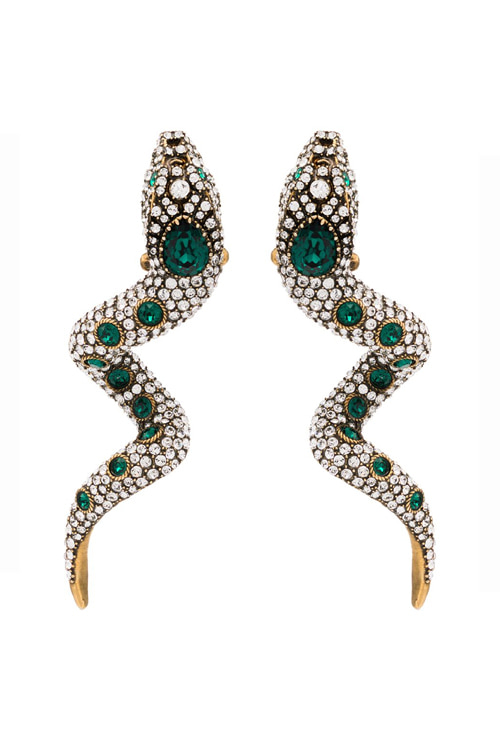 snake motif crystal-embellished earrings