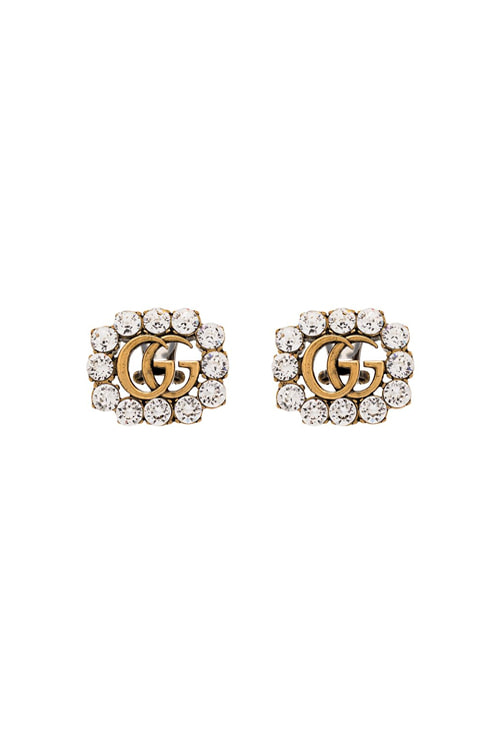 Yellow gold-plated GG logo crystal earrings