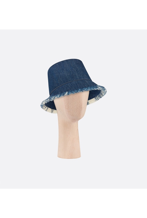 blue denim fringe bucket  hat