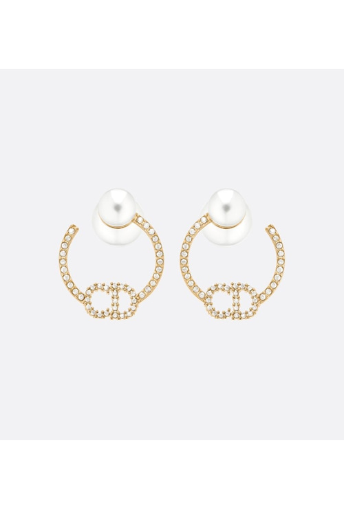 tribale crystal gold round earrings
