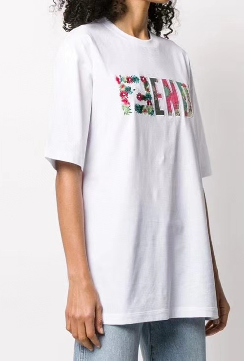fen st. flower print embroidery t shirts