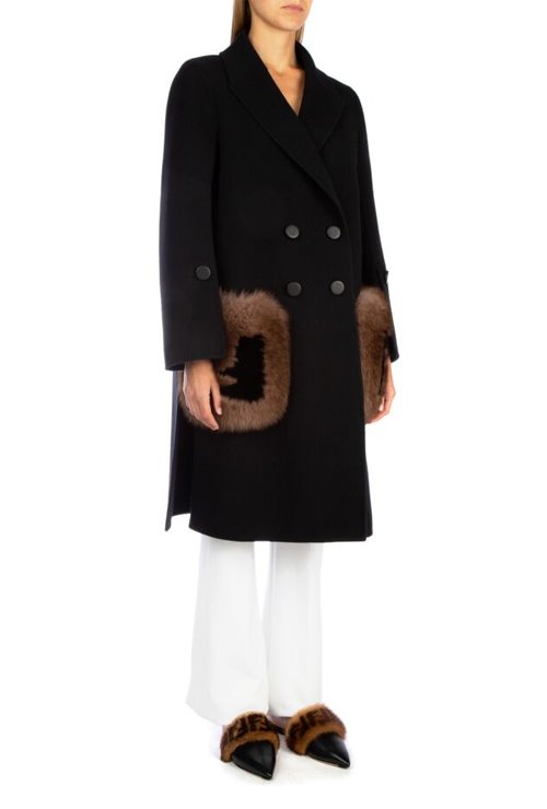 fen st. fox fur pocket wool coat / 2 types