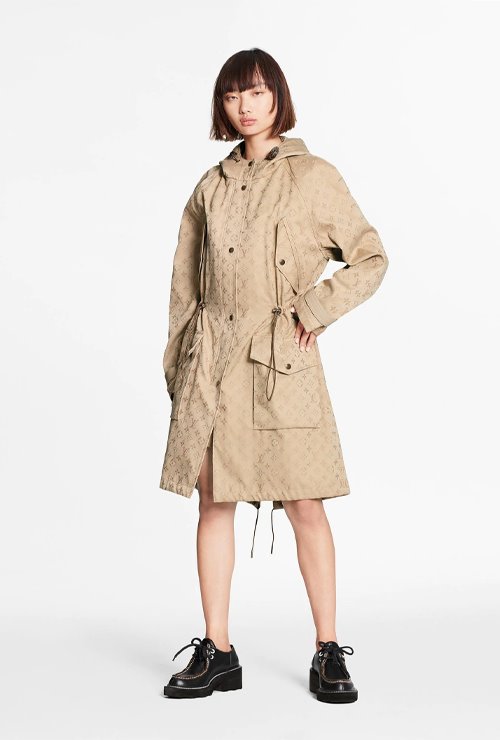 louis st. monogram jacquard relaxed hooded parka