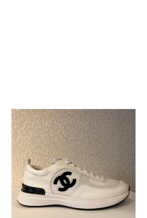 cc logo mesh leather sneakers