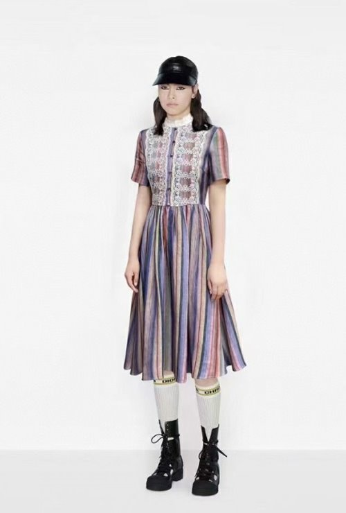 dio st. linen stripe dress
