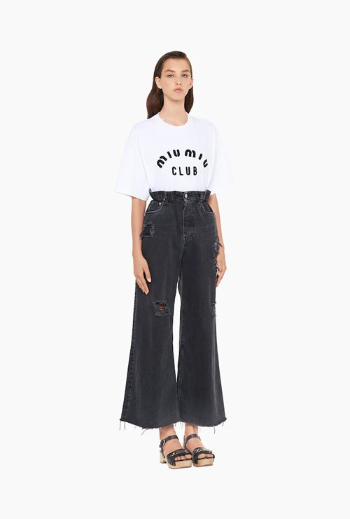 miu st. embroidered cotton T-shirt / 2 types