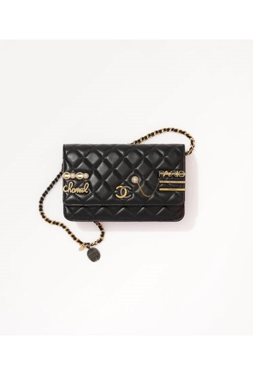pearl strass chain wallet