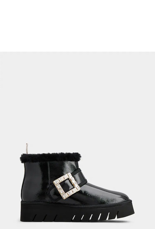 Viv’ winter fur strass buckle ankle boots