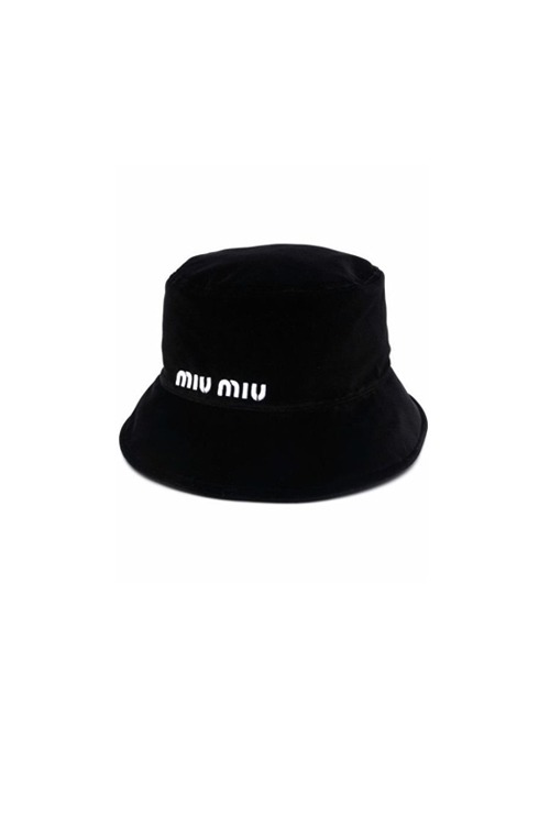 logo velvet bucket hat